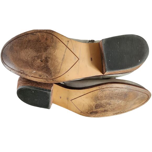 Halogen Gray Distressed Leather Studded Ankle Booties 10M Western Rustic Cabin - Picture 7 of 7